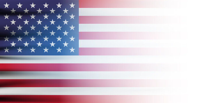 American flag covers white background. MOdern illustration. USA flag background.