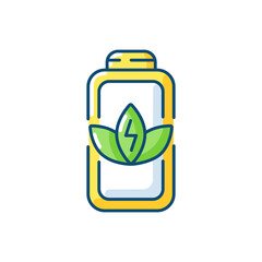 Battery charge saving RGB color icon. Economy mode when having low percentage. Increasing working time of your device. Isolated vector illustration