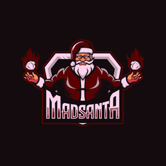 mad santa mascot logo. color and text are editable