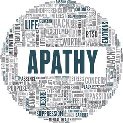 Apathy vector illustration word cloud isolated on a white background.