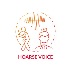 Hoarse voice concept icon. Sore throat symptom idea thin line illustration. Laryngitis. Abnormal voice. Vocal cords inflammation. Dysphonia and hoarseness. Vector isolated outline RGB color drawing