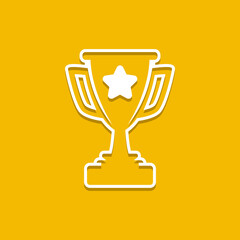 Icon of golden trophy cup for business awards concept. Flat filled outline style.