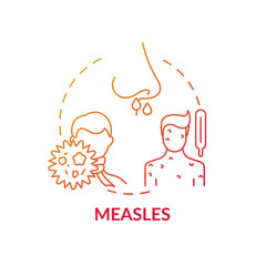 Measles concept icon. Viral sore throat cause idea thin line illustration. Respiratory system infection. Childhood viral illness. Itchy fluid-filled blisters. Vector isolated outline RGB color drawing