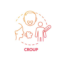 Croup concept icon. Respiratory infection idea thin line illustration. Swelling inside trachea. Trouble breathing. Upper airway disease. Parainfluenza virus. Vector isolated outline RGB color drawing