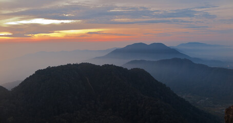 View of the sunrise from Sibayak Vulcano, Sumatra, Indonesia
