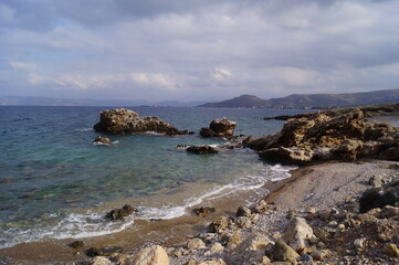 Fototapeta na wymiar Rocky shore in Kissamos, Crete (Greece)