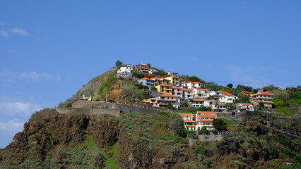 Hillside houses in Ribeira Brava, Madeira Island, Portugal