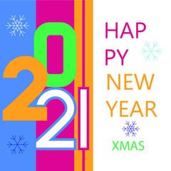 Happy New Year poster. Minimalistic  background card. 2021 xmas template.
