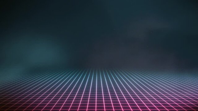 Retro Eighties Technology Grid Offset Fx Background Loop/ 4k animation of a colorful abstract retro minimal cyberspace grid synthwave background with eighties style seamless looping