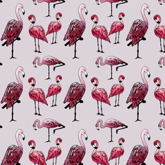 Obraz premium seamless pattern with flamingos