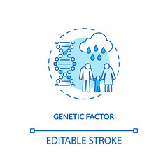 Genetic factor concept icon. SAD risk group idea thin line illustration. Mental illnesses. Specific genes and genetic roots. Vector isolated outline RGB color drawing. Editable stroke