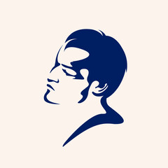 Beautiful man portrait.Profile view.Handsome male character vector icon.Modern haircut.Masculine face shape isolated on light background.Stylish person.