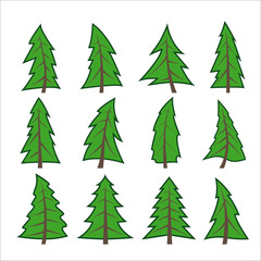 Fototapeta premium Trees. Collection of design elements. Icons set.