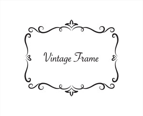 Hand drawn decorative frame, border, label template calligraphic design element. isolated vintage vector illustration