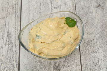 Hummus snack with olive oil