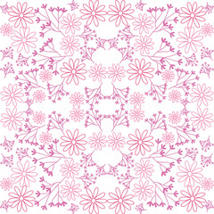 pink and purple flowers and branches seamless pattern