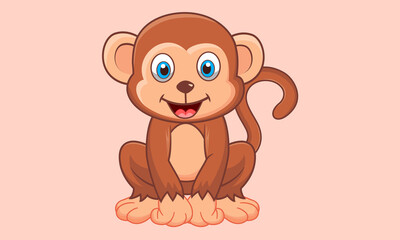 Funny Monkey Cartoon Vector Illustration