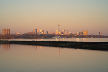 Toronto City Skyline at sunset in Ontario Canada