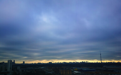Overcasted Moscow city industrial background
