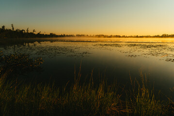 sunset over the river