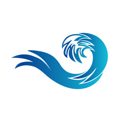 Obraz premium Logo blue spiral waves ocean beach swirl vector web image template