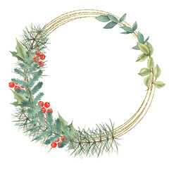 Watercolor Christmas new year winter fall Frame Illustration