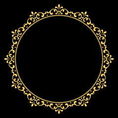 Decorative frame Elegant vector element for design in Eastern style, place for text. Floral golden border. Lace illustration for invitations and greeting cards.