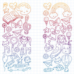 Education icons set. School and colledge. Creativity and imagination.