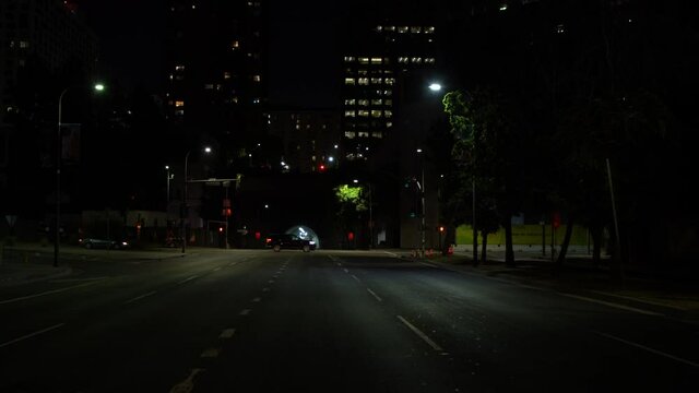 Los Angeles Downtown 3rd St Tunnel Night Driving Plate Rear View 2