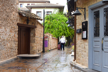 Turkish old streets. beautiful lovely stone city streets.