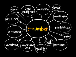 E-number mind map, concept for presentations and reports