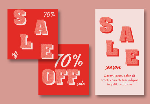 Text Effect Social Posts Layout Set
