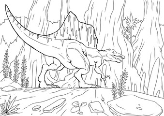 Cartoon dinosaur. drawing illustration for kids and children.