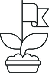 plant with flag, line icon