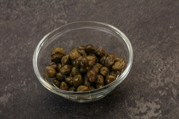 Tasty capers in the bowl