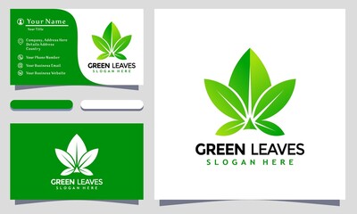 Green Leaf Agriculture logo Designs vector illustration, Business card template