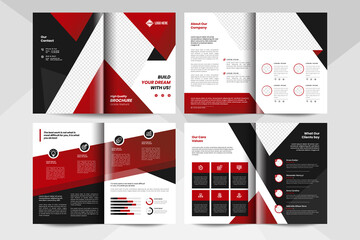 Red corporate business brochure template. Corporate business flyer template.