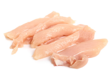 Chicken breast strips. Isolated on a white background.