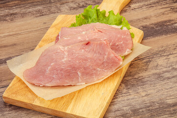 Raw pork steak for cooking