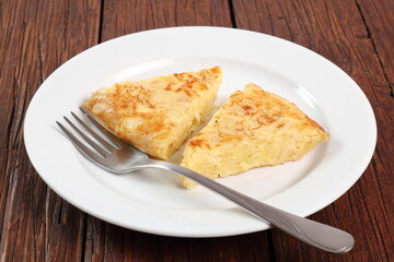 Piece of Spanish omelette on plate