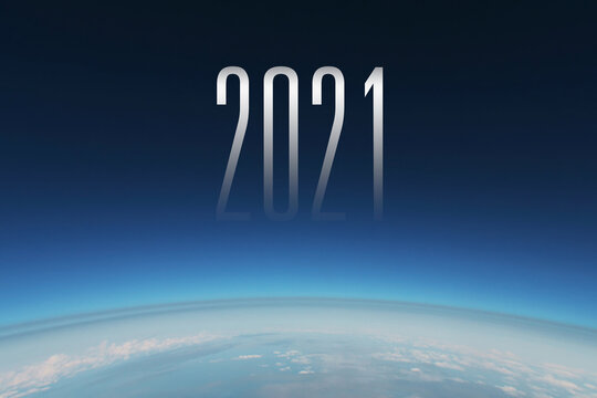 2021 New Year number in Space Background