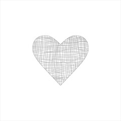 Black heart with spider web pattern on white background for a romantic occasion. Simple illustration.
