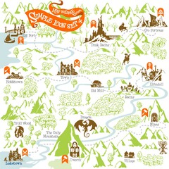 Fantasy Adventure map builder with simple icon elements in vector illustration format 4