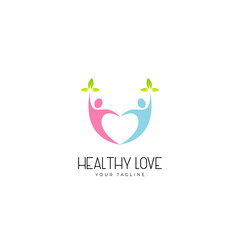 Healthy relationships, love,  Logo Design Symbol Template Flat Style Vector Illustration