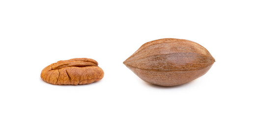 Fresh pecan nuts isolated on a white background