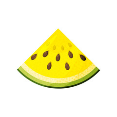 Yellow watermelon cut in a triangle. Vector illustration