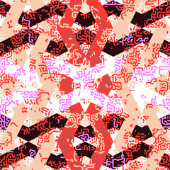 Obraz na płótnie Canvas Seamless abstract pattern of rhombuses and organic diffuse texture. Template for printing on packaging, fabric.