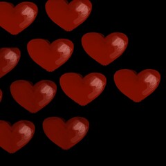 red hearts background black background 