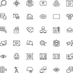 internet vector icon set such as: login, company, cybercrime, cms, blank, collaboration, grey, prototype, e-mail, free, advertisement, view, coin, crypto, loud, webpage, glass, time, wide, shield, ad