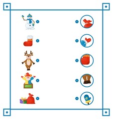 Fototapeta premium Matching game for children vector education homeschooling activity for presсhool years kids and toddlers.
